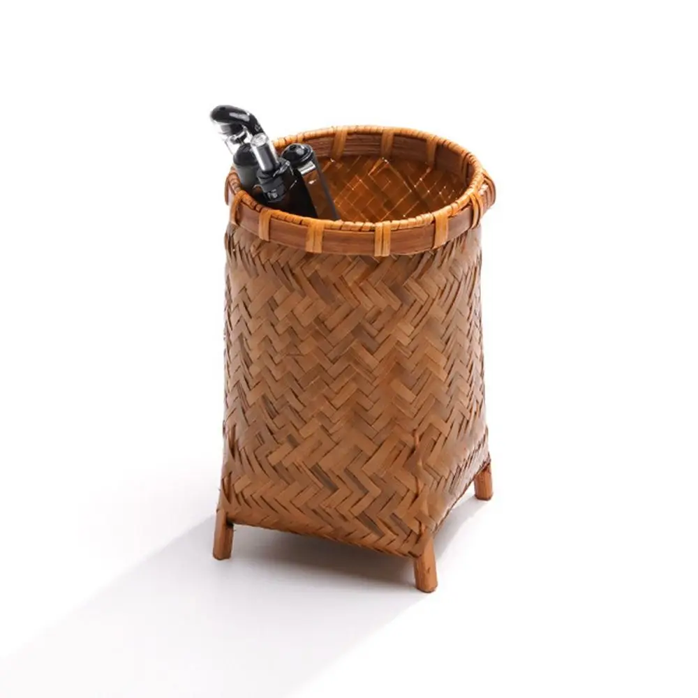 Handmade Hand-woven Bamboo Storage Basket Six Gentlemen Natural Pencil Holder Wear-resistant Round Mouth Sundries Organizer