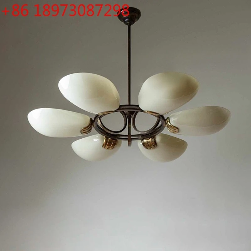 

Люстра из опалового стекла для гостиной, средневековая лампа в форме лепестка ромашки в стиле ретро для спальни