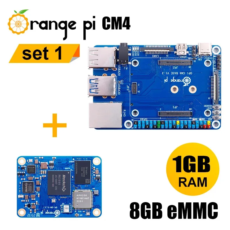 

Orange Pi CM4 1 ГБ LPDDR4/4x RAM 8 ГБ Встроенные комплекты платных разработок eMMC с базовой платой CM4 Оранжевый вычислительный модуль Pi 4 Wi-Fi + BT