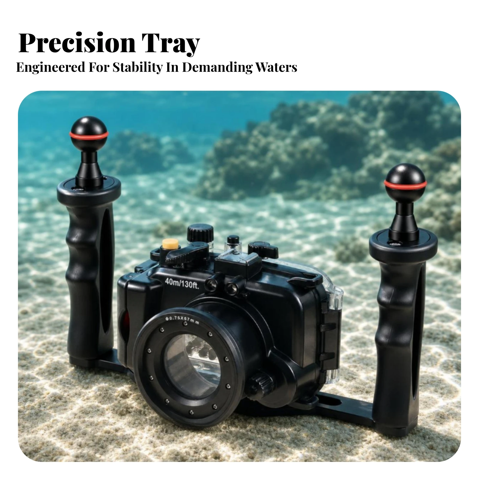 Underwater Camera Housing Tray Stabilizer Ergonomic Underwater Camera Tray with Dual Handles Stable Comfortable for Scuba Divers
