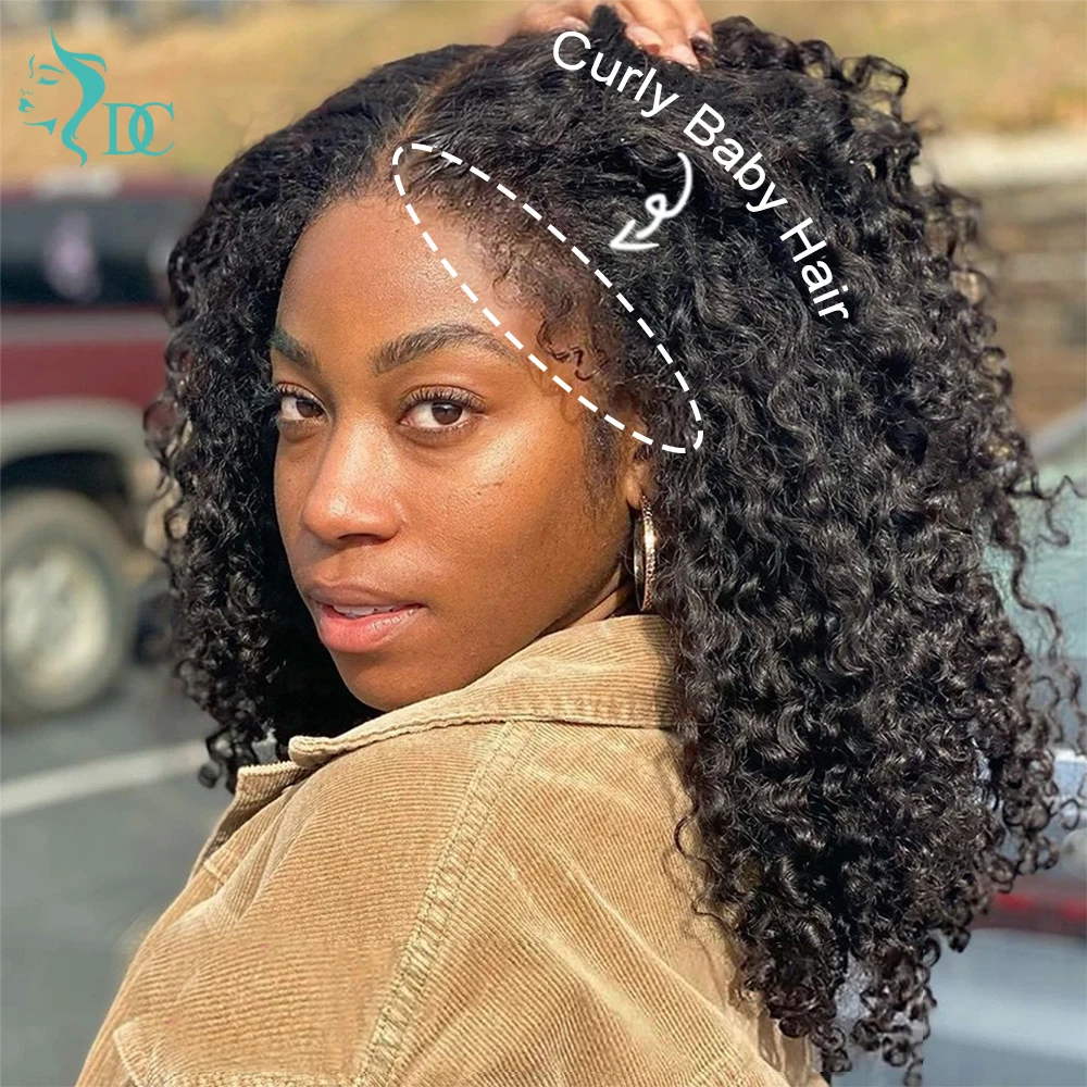 4c Edges Baby Hair Kinky Curly Lace Wigs 13x4 13x6 Kinky Curly Lace Front Wig Human Hair 4c Hairline Kinky Curly Wig For Women