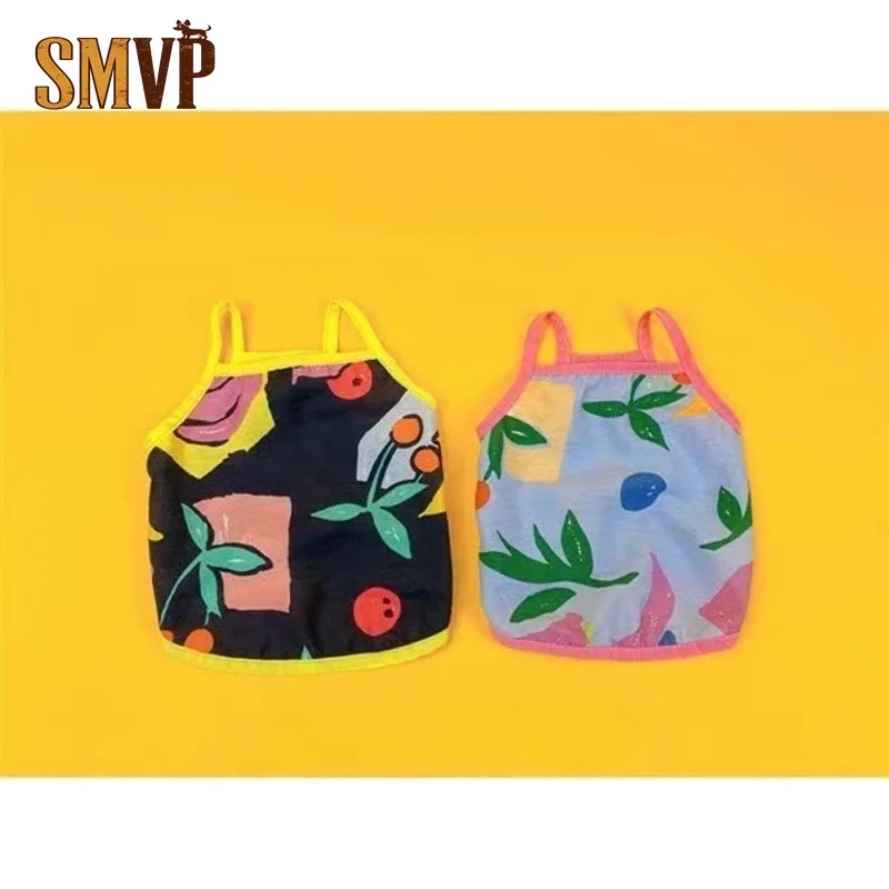 Summer Thin Breathable Pet Spaghetti Strap Tank Top All Over Fruit Party Print Light Sleeveless Vest Daily Cooling for Pets