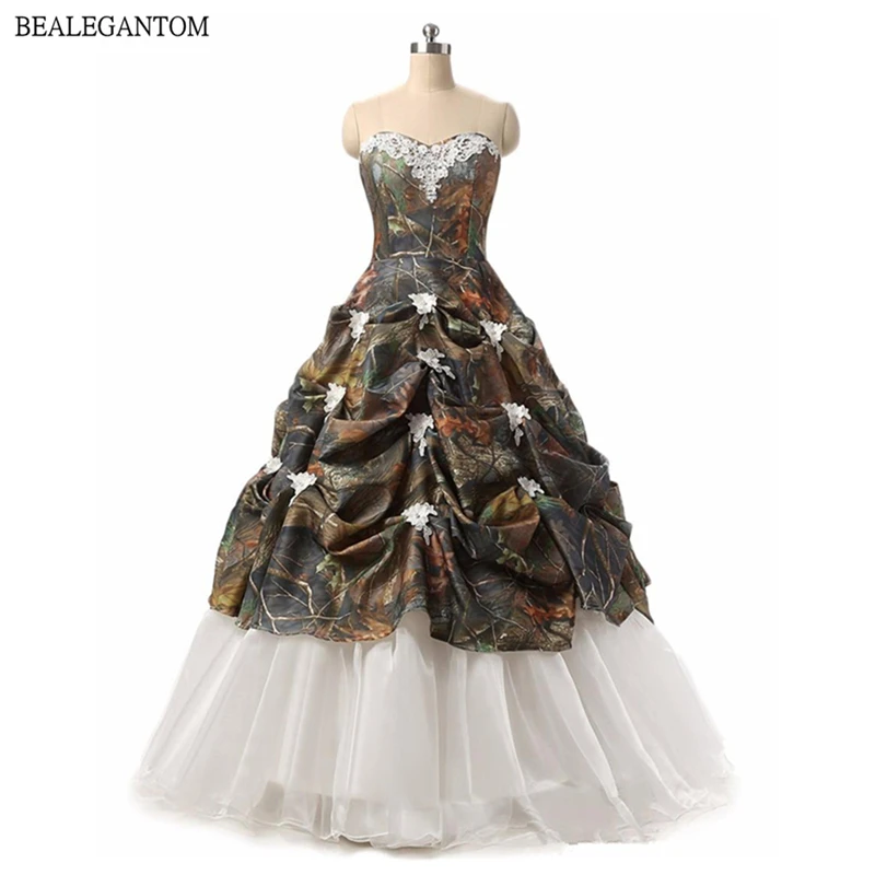 

Bealegantom Camouflage Ball Gown Wedding Dresses Appliques Lace Up Celebrity Robe Mariee Camo Bridal Gowns Vestido De Noiva