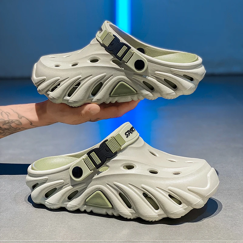 

Casual Men's Summer Outdoor Wearable Slippers Soft Bot Anti-Slip Large Size 45 Sandals Comfortable EVA Material Thi Heel