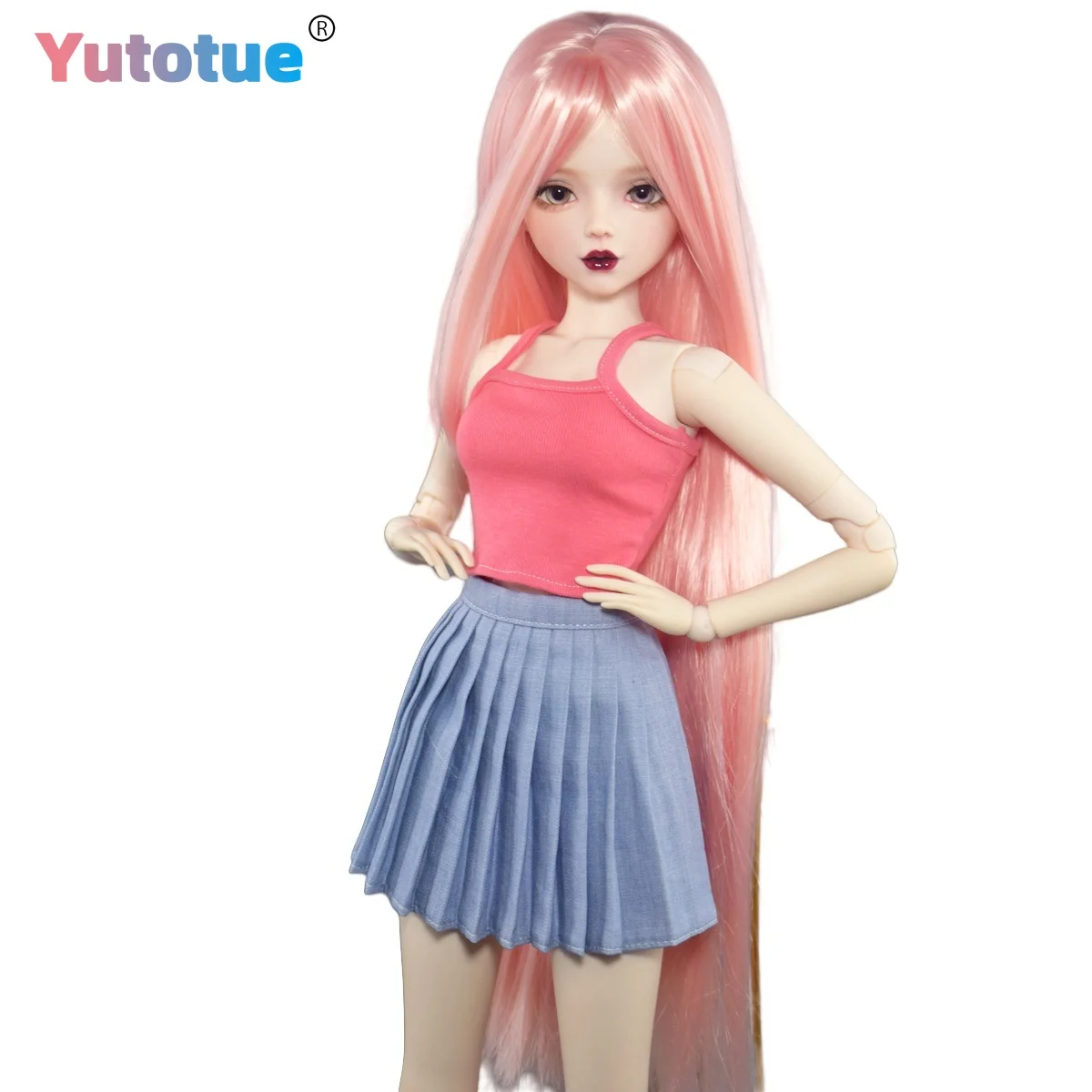 

YUTOTUE 56cm Height Fashion Doll Female PVC Body with Vest Skirt Shoes Straight Wigs Toy 1/3 BJD Doll