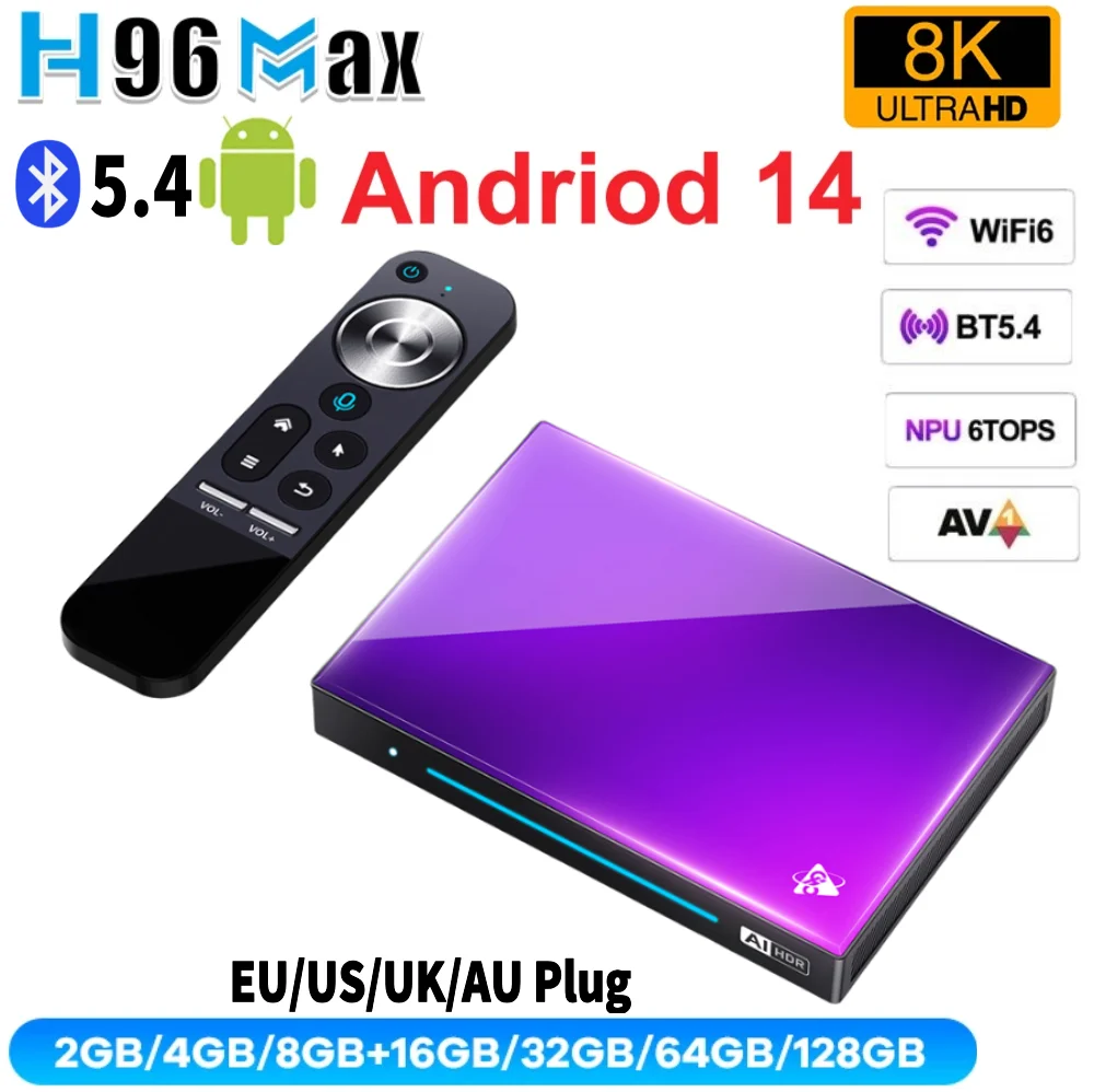 H96 MAX M9 Smart TV Box for Android 14 RK3576 Media Player 8K HD Media Player WiFi6 BT5.4 with Remote Control Set Top Box  ﻿