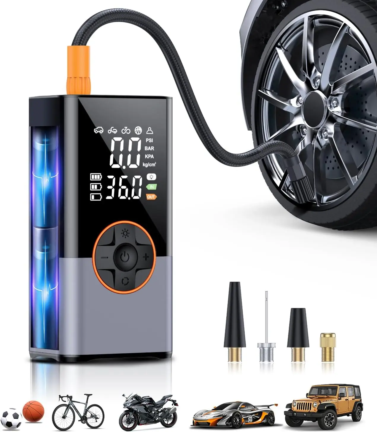 

Portable Tire Inflator 150PSI Air Compressor with Digital Gauge for Cars, Motorcycles, Bikes, Balls