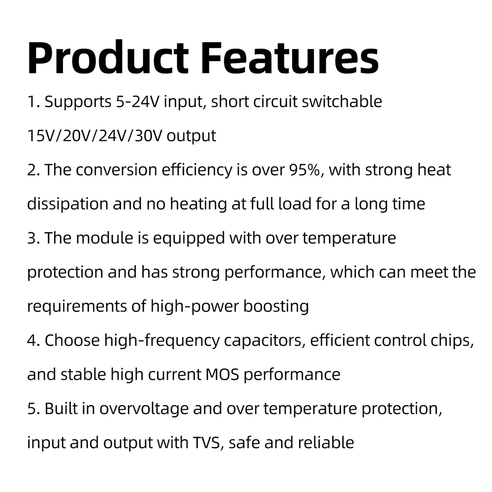 300W DC-DC Step Up Boost Converter Module 15A 5–24V to 15V/20V/24V/30V Boost Board for Automotive Industrial Boost Power Supply