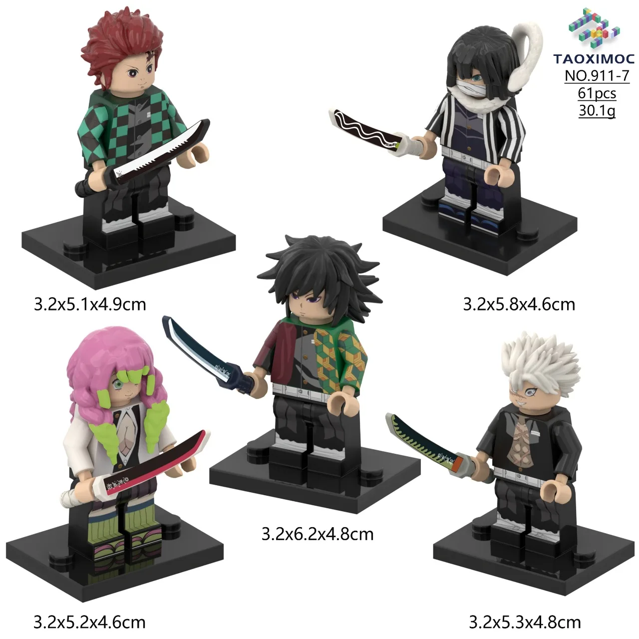 ฟิกเกอร์อนิเมะดาบพิฆาตอสูร อากาซา รุย อิกุโระ โอบาไน ทันจิโร่ คามาโดะ เนซึโกะ อากัตสึมะ เซ็นอิตสึ ของเล่นฟิกเกอร์การ์ตูนขนาดเล็ก ของขวัญ