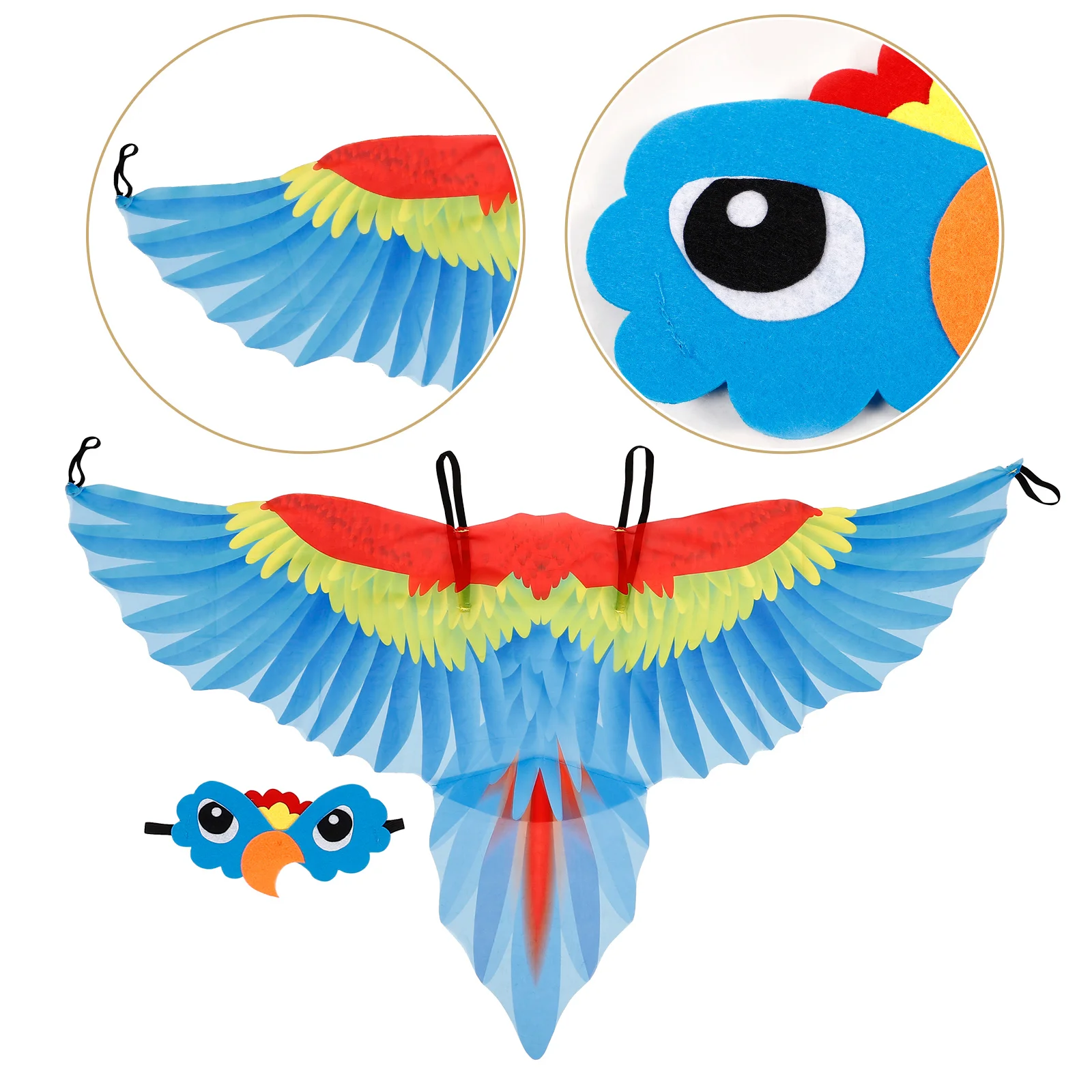

Parrot Cloak Blue Wings Headband Stage Performance Party Accessories Halloween Prop Simulated Bird Costumes Child