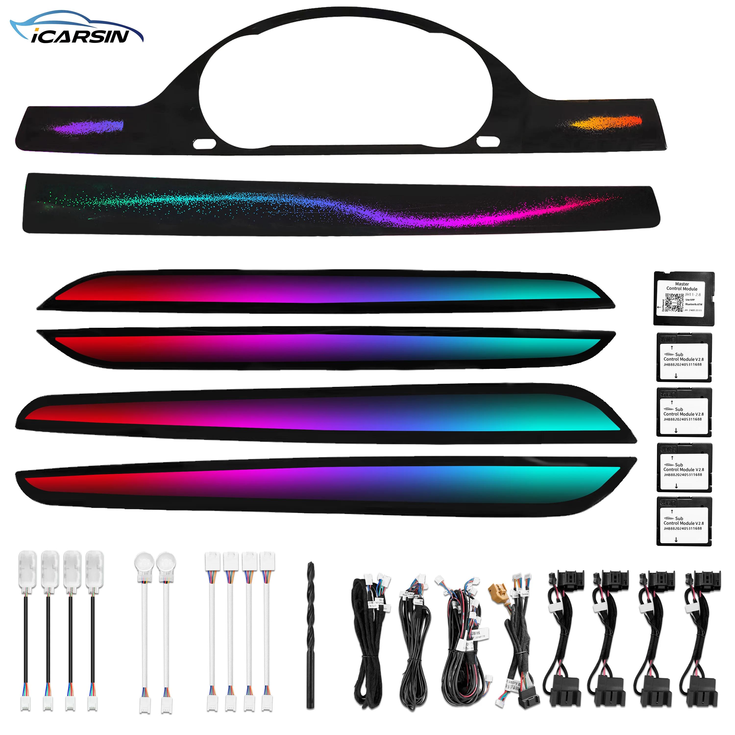 ICarsin For Volkswagen VW CC Passat B7 2013-2018Ambient Light Symphony Piano Black Trim Panel Car Interior LED Light Upgrade Kit
