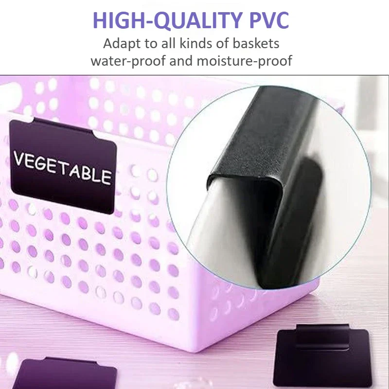 24 Pcs Basket Label Folders Clip on For Storage Includes 2 White Chalk Marker, for Organization Container, Jar, Shelf, Laundry
