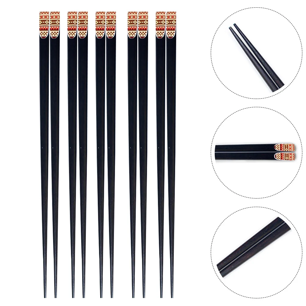 

5Pairs Home Printed Wooden Chopsticks Set Stylish Sturdy Packaging Smooth Exquisite Craft Wide Application Chopsticks