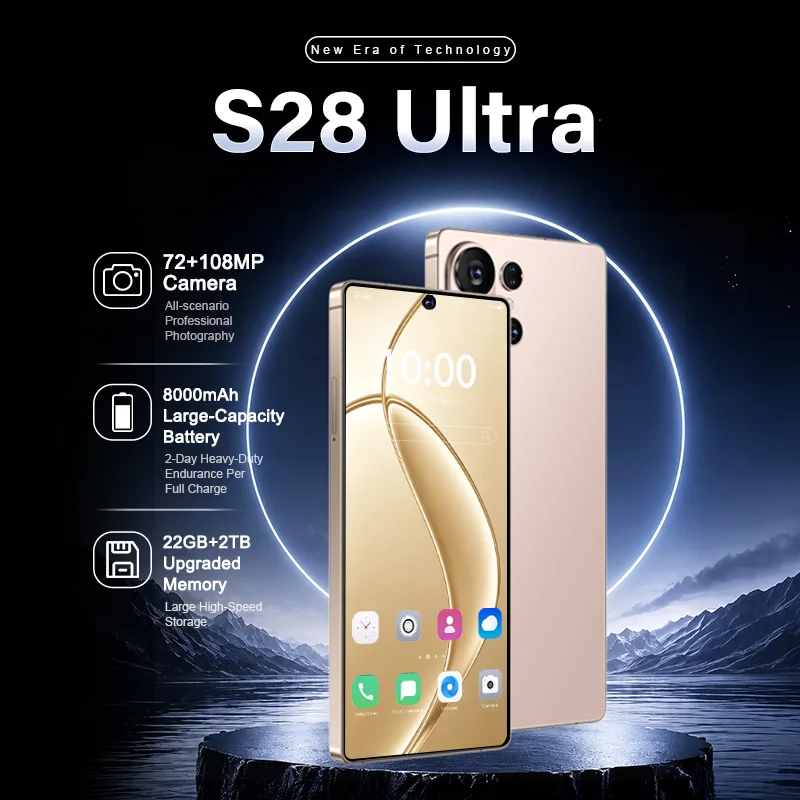 

Hot High Quality S28 Ultra Original Intelligent System 5G Dual Card 7.3" Standby Global Version 8000mAh Battery