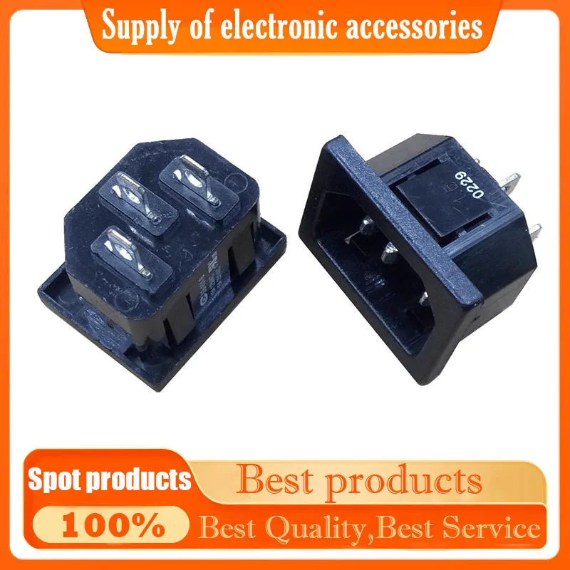 C14 square AC power supply square 1.5 slot socket SS-101-S three-pin copper pin power socket 15A 125/250V