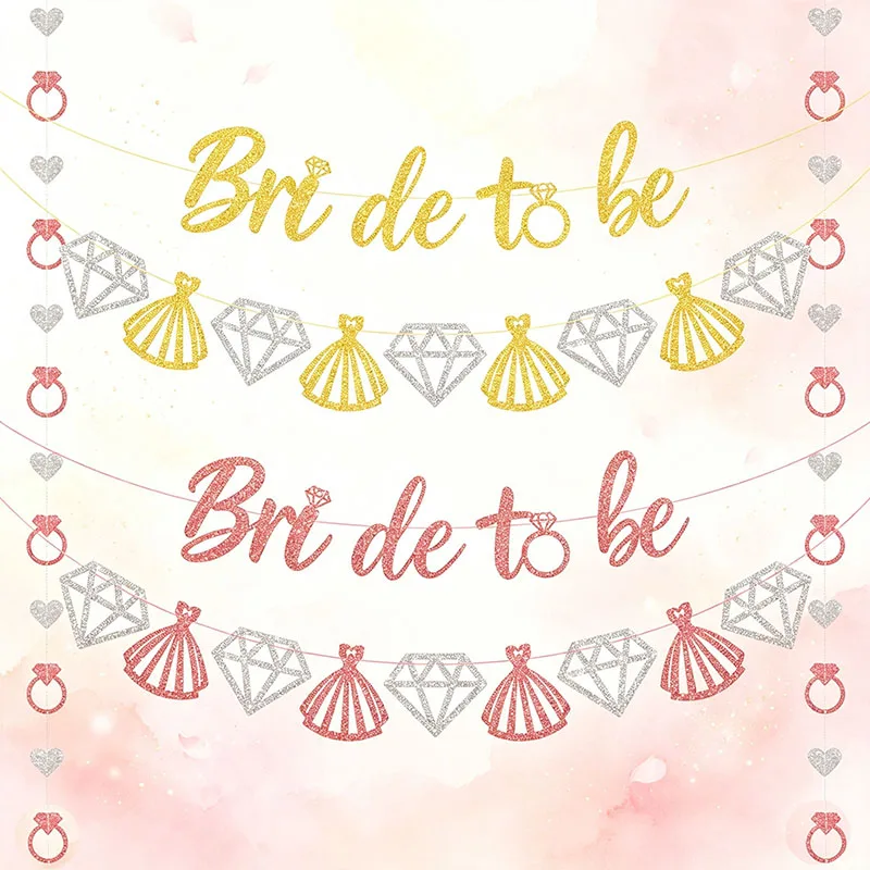 Bride To Be Theme Engagement Celebration Wedding Party Wall Hanging Flags Banners for Family Home Decoration