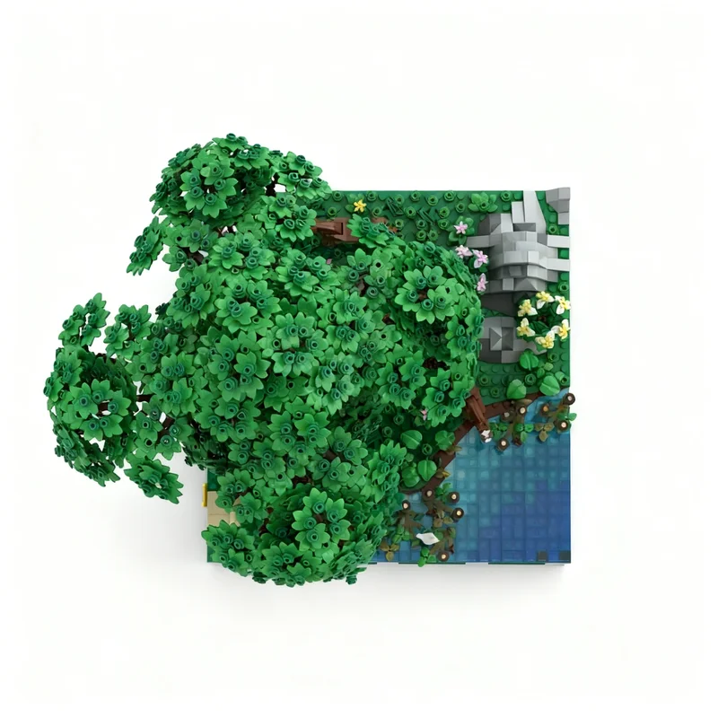 2813pcs MOC B10 Castle Hohengeroldseck - Big Old Tree Landscape Expansaion 1 Model Building Blocks Assemble 3D Birthday Brick
