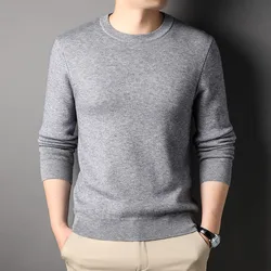 Solid color Slim round neck men's sweater knit sweater bottoming shirt men's clothing