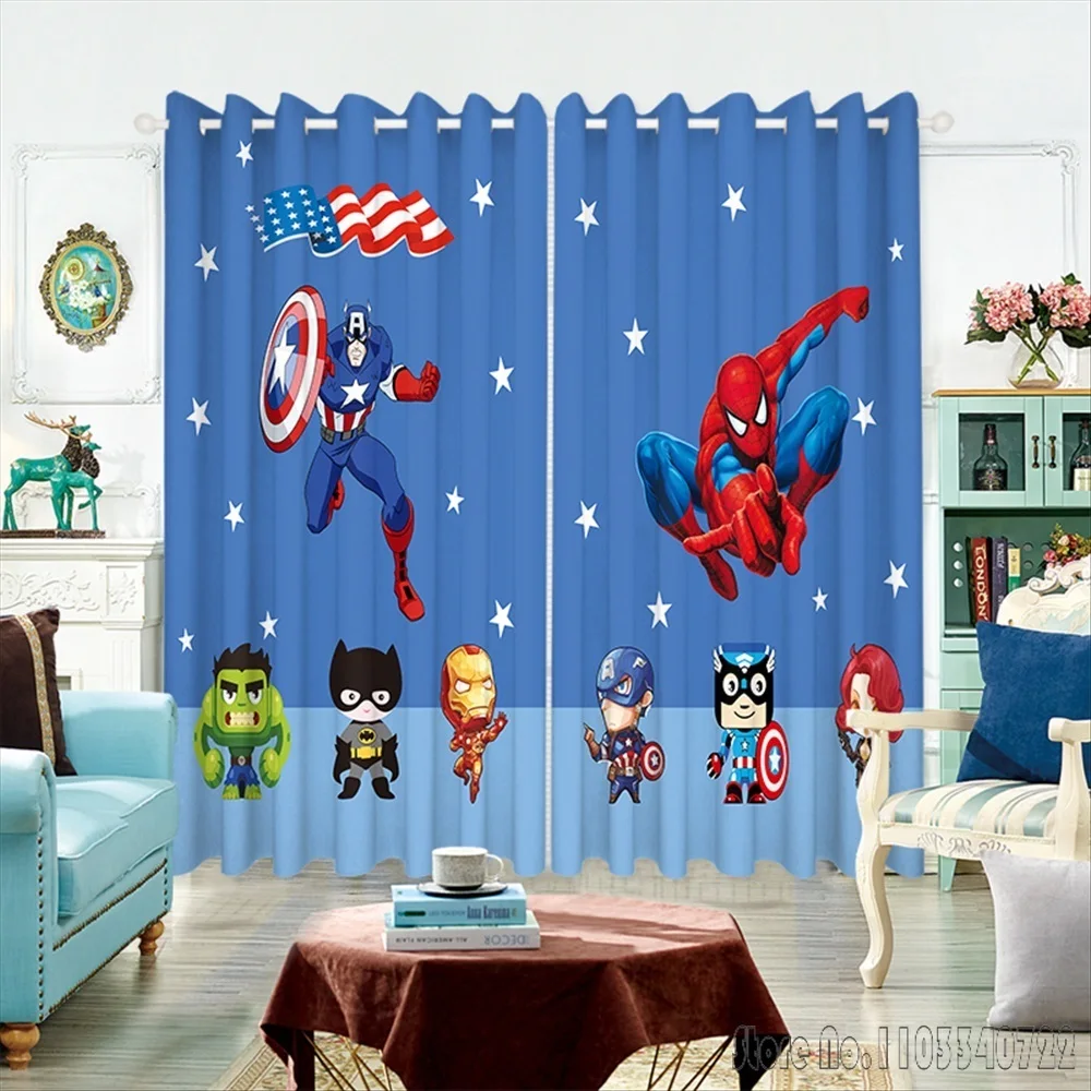 Avengers Disney Spider Web SpiderMan Window Curtain 3D Print Blackout Curtains Living Room Bedroom Decor Custom Kids Gift