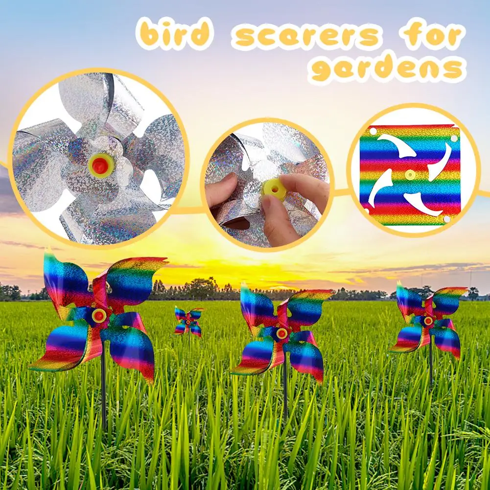 10/20pcs Wind Spinner Reflective Bird Repeller Windmill Garden Decorative Windmill Reflective Pinwheel Outdoor Bird-Scaring