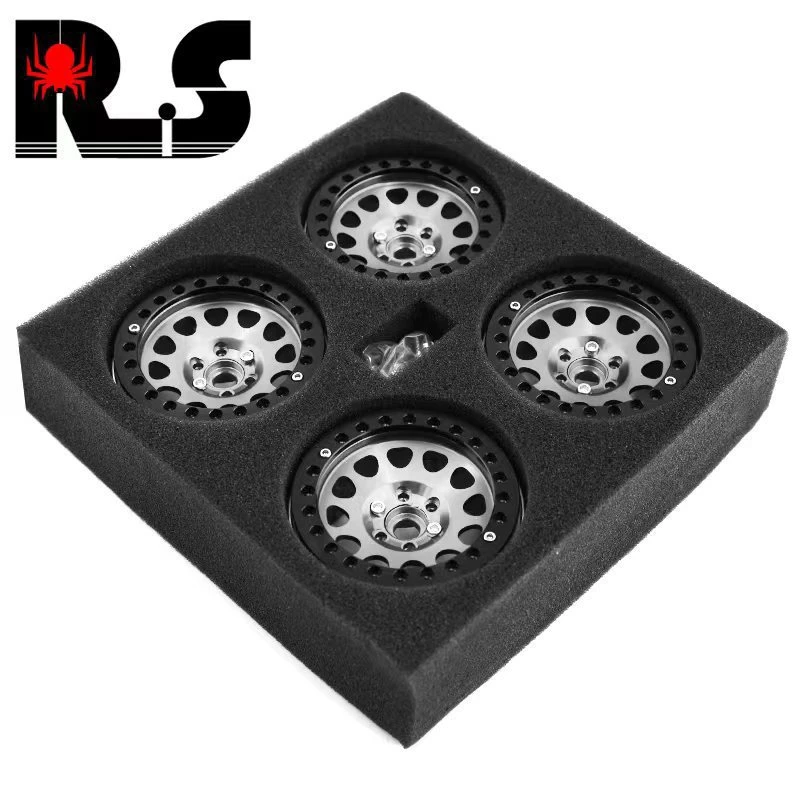 4Pcs CNC Aluminum Alloy RC Car 2.2 Beadlock Wheel Rims Compatible with Axial SCX10 90046  Redcat Gen8 1/10 Scale Crawler Car