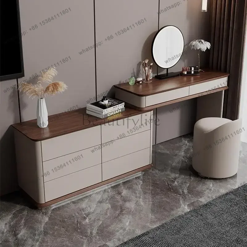 FG Italian Natural Dressing Table Luxury Modern Clothing Mirror Dressing Table White Drawers Coiffeuse De Chambre Organizer Make