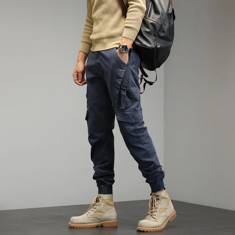 

Autumn New Style Loose Ankle Bound Work Pants Youths Simple High Street Outdoor Functional Sports Pants