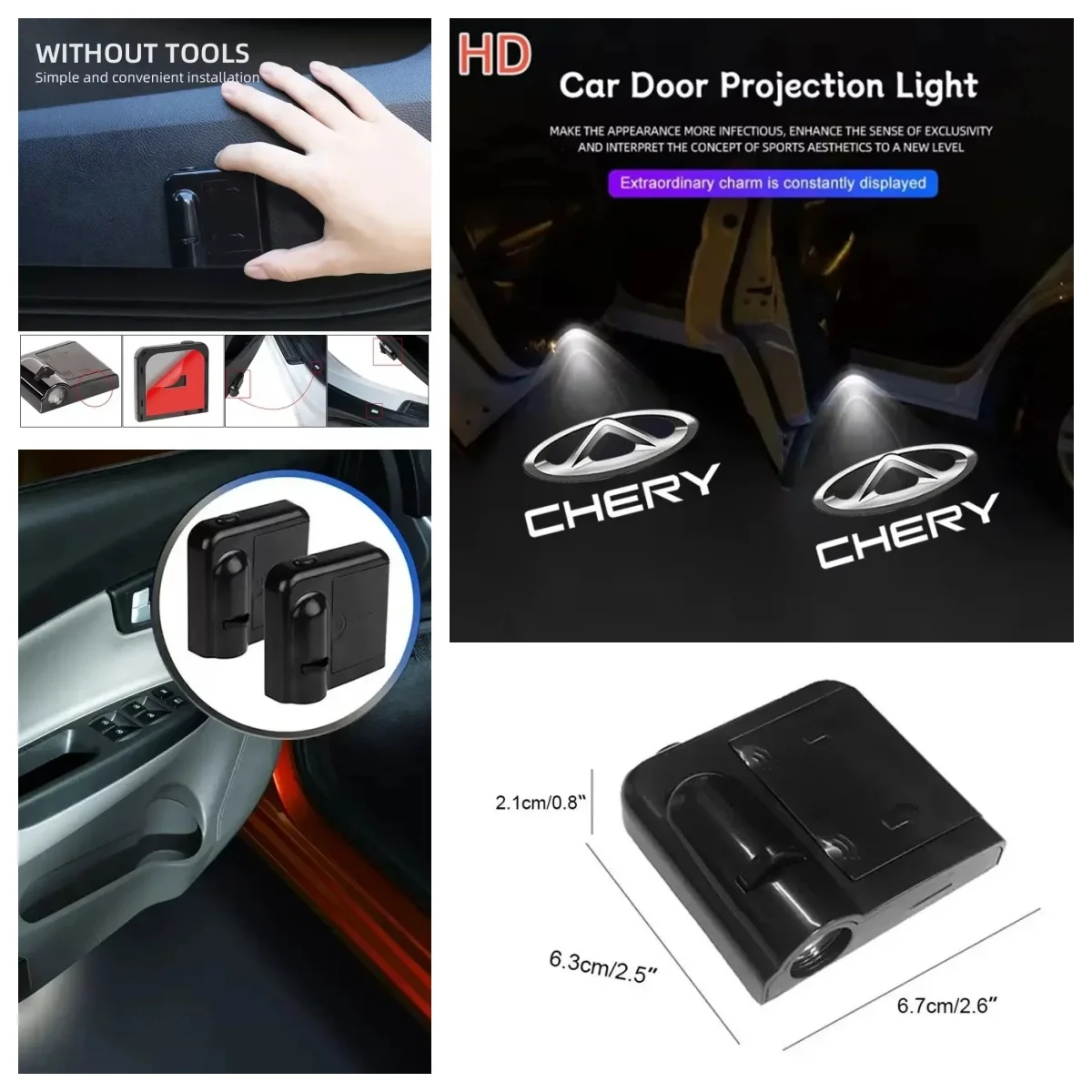High Definition Ghost Shadow Welcome Light For Chery Omoda C5 Tiggo7 Tiggo8 Pro Jaecoo J7 LED Door Logo Projection Interior Car