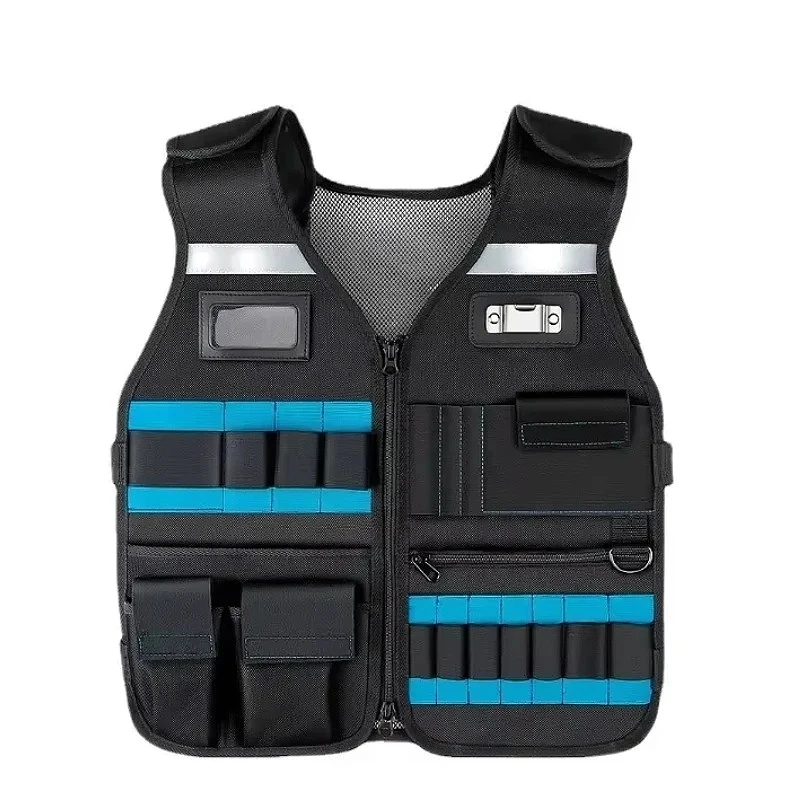 Electrician Carpenter Work Vest Multi-functional Electrician Hardware Storage Bag Tool Vests Adjustable Pockets