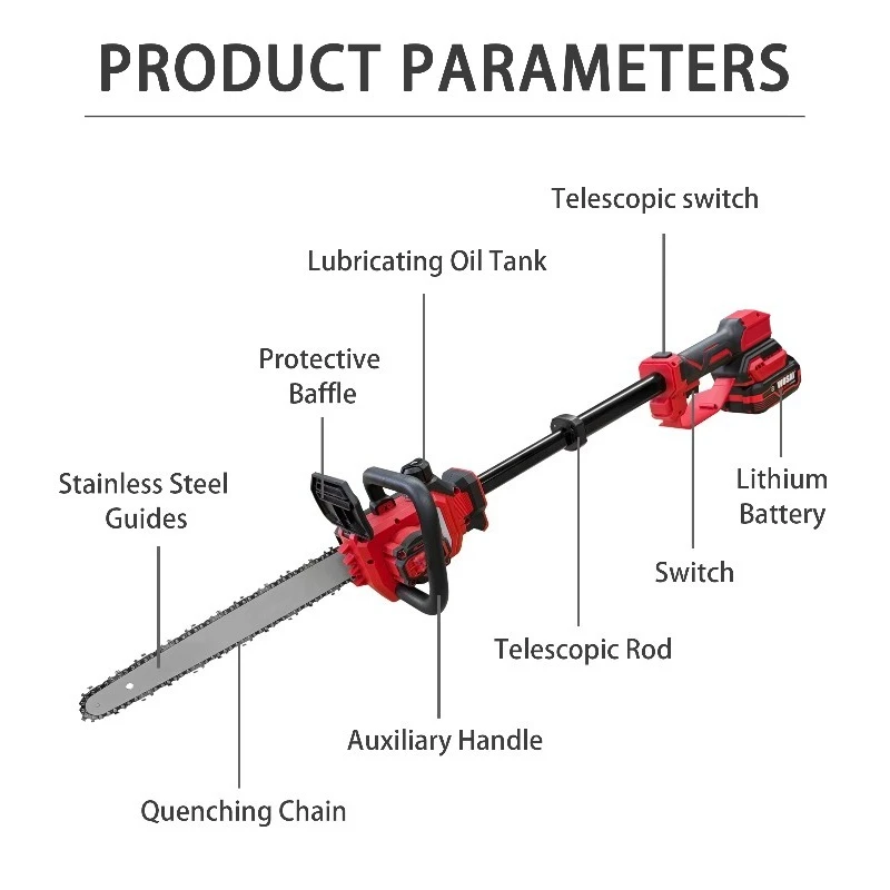 12 Inch Cordless Security Lock Brushless Electric Mini Chainsaw with Auto Oiler for Tree Trimming Wood Cutting