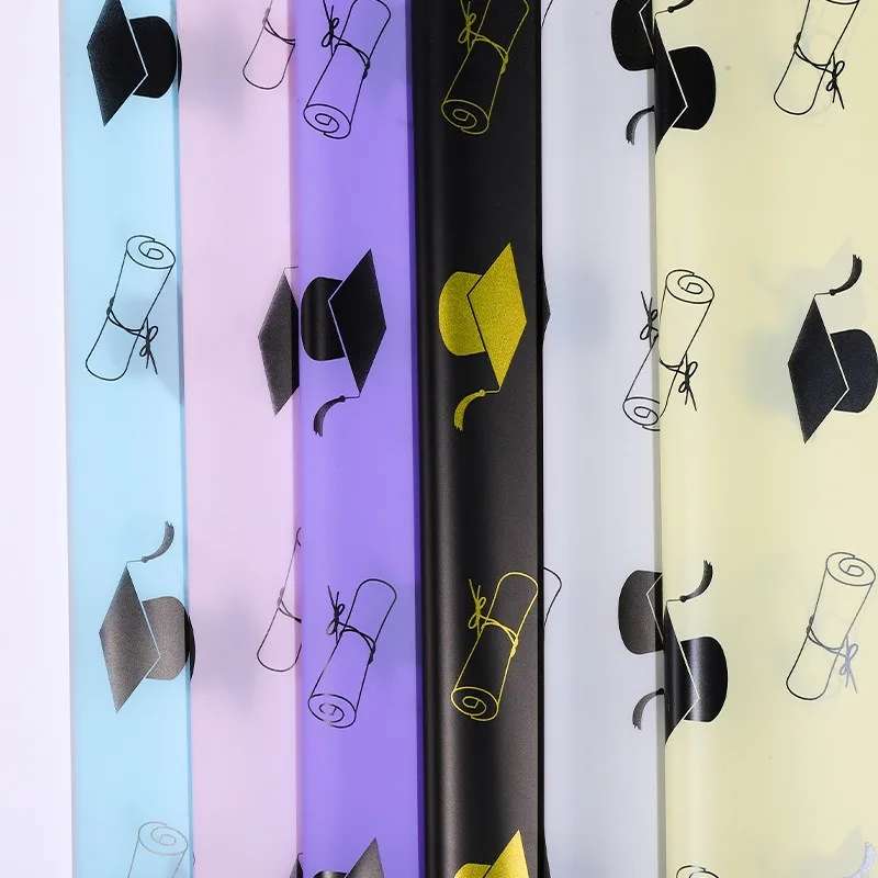 

Graduation Season Doctoral Cap Pattern Flower Wrapping Paper Art Material for Florist Bouquet Packaging Graduation Gift