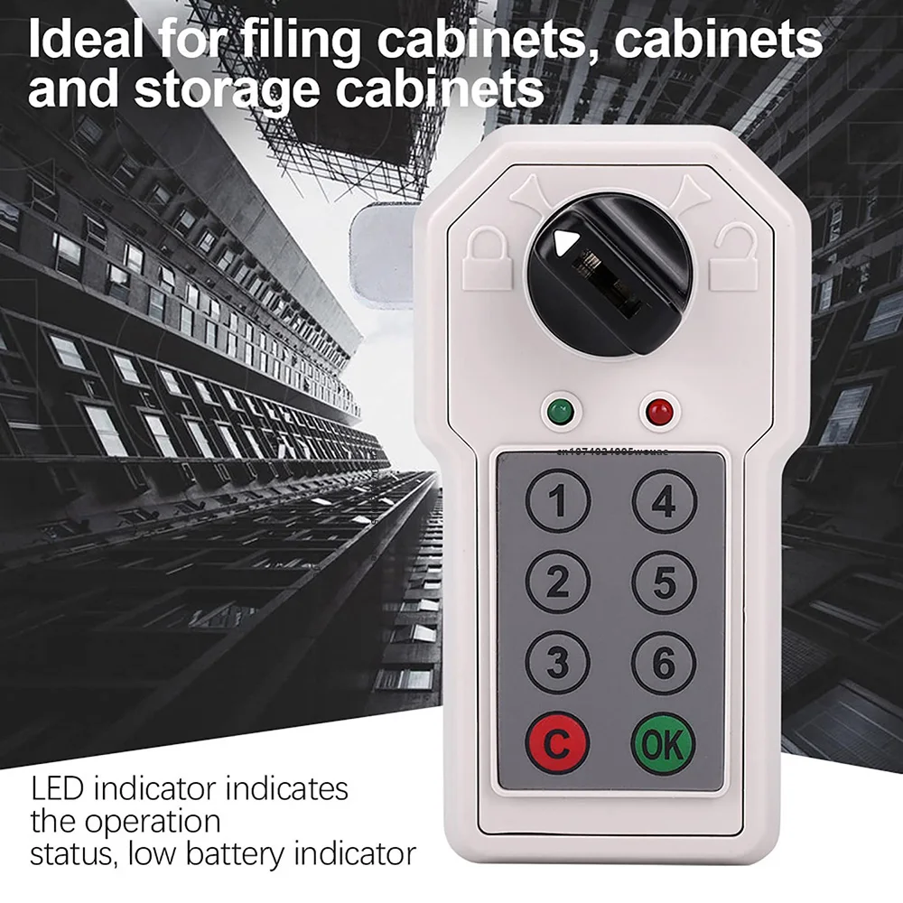 قفل مجمع مكون من 6 أرقام للخزانة، قفل أمان بكلمة مرور رقمية مع مؤشر تجاوز مفتاح الرمز الرئيسي بدون استخدام لولبي