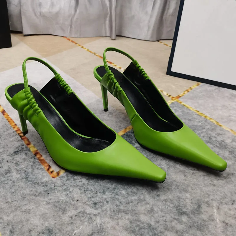 

High Quality Women's Oxhide Stiletto High Heels Baotou Genuine Leather Sole Commuting Business Sandals Fashion Banquet Shoes