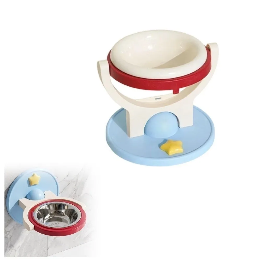 Space-saving Pet Feeder Bowl Floor Standing Food Grade PP Cat Food Bowl Anti-Black Chin Anti-Tip Wall-Mounted Pet Bowl
