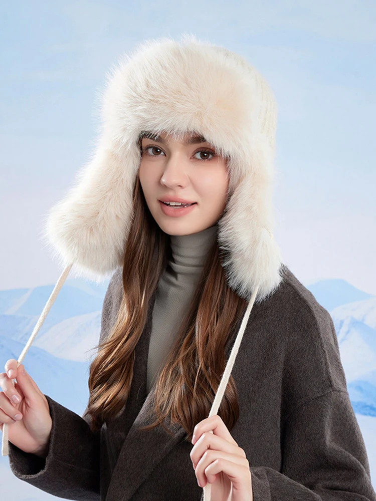 AliExpress KINIJA Russian Ushanka Aviator Trapper Snow Skiing Hat Caps Earflap Winter Raccoon Fur Bomber Hat Warmer Windproof Ski Cycling Hat