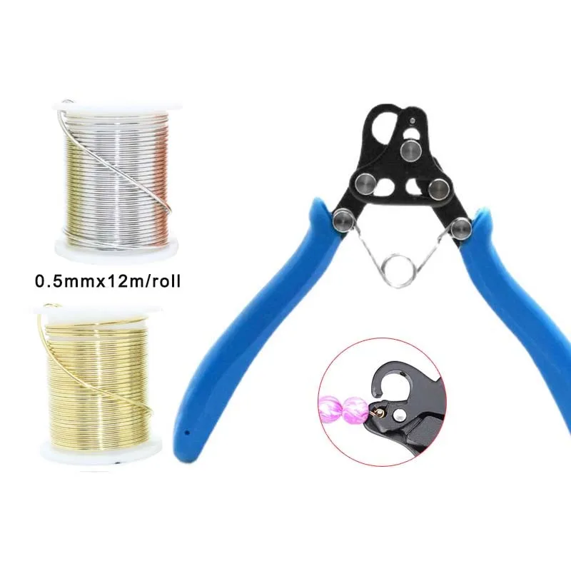 1 set fai da te looping pinza Cutter filo di rame che fa strumenti di gioielli filo piegatura stringa pinze a naso tondo con 2 pezzi di filo di rame