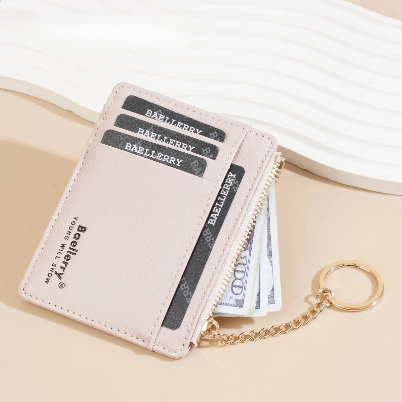 새로운 여성의 작은 카드 가방 얇은 멀티 슬롯 카드 커버 문서 가방 고품질 학생 지퍼 지갑