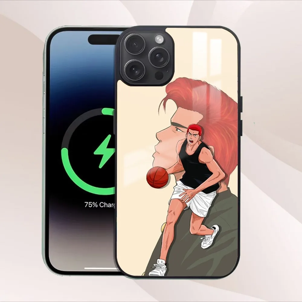 Anime S-Slam D-Dunk-K Phone Case For iPhone 16 15 14 13 12 11 Pro Max Plus Mini Magsafe Mirror Wireless Magnetic Cover