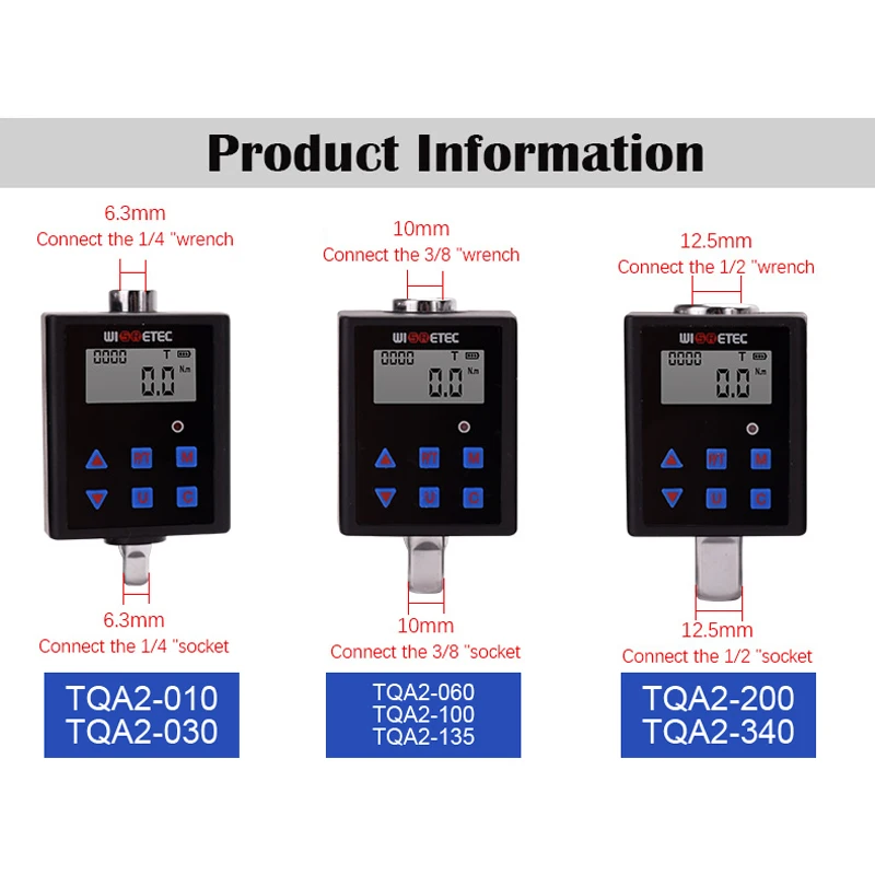 Adaptor torsi tampilan Digital elektronik, alat reparasi otomatis 0.3-340NM pengukur torsi konektor kunci pas pengukuran Digital