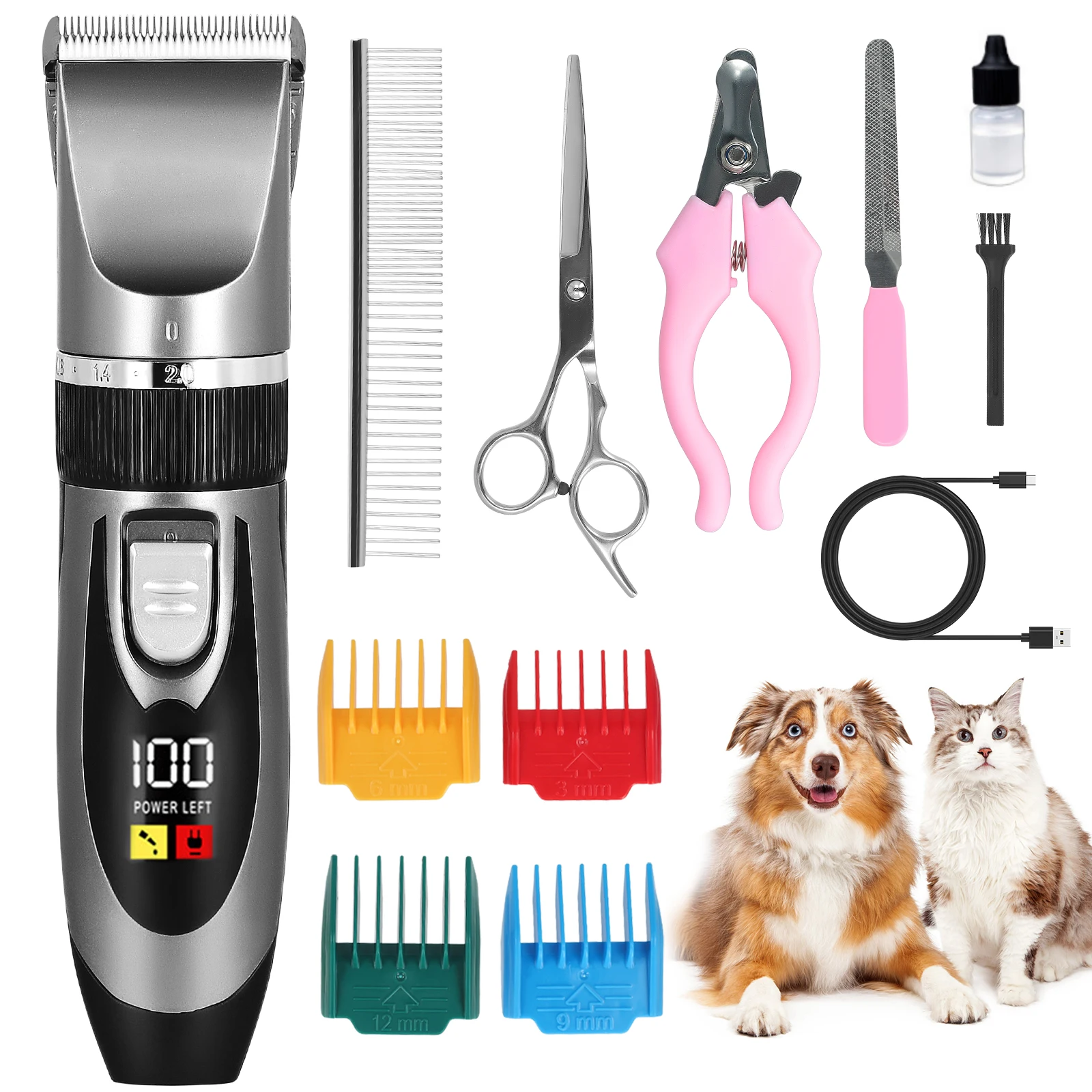 

Dog Clipper Thick Hair Trimmer USB Rechargeable Grooming Clipper for Dogs Cats Pets for Trimming Hair Eyes, Ears, Face, Rump