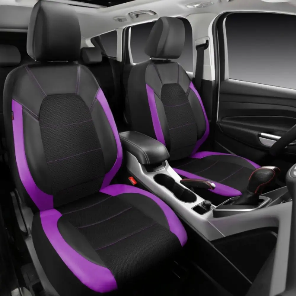 PU Leather Car Seat Cover Breathable Quilted Seat Cushion Cover Sandwich Stitching Waterproof Seat Protector All Season