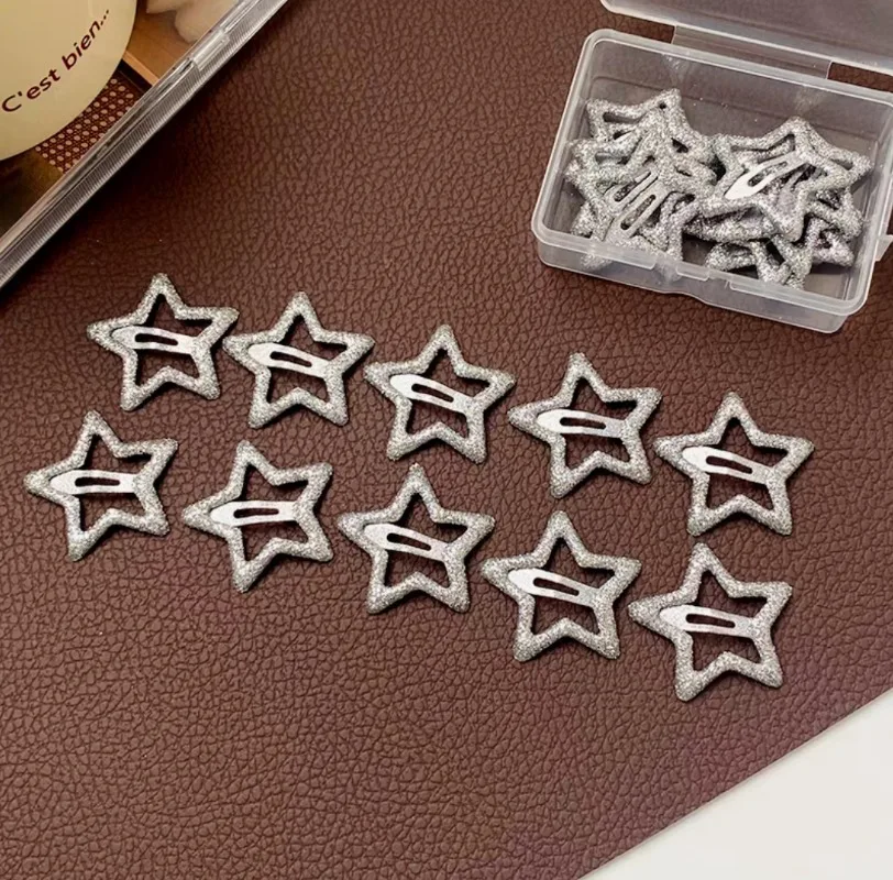 Y2K Shiny Silver Star Bobby Pin Hair Clips Women Pentagram Metal Snap BB Clip Hairpins Barrettes Hair Grip Nickle Free Wholesale