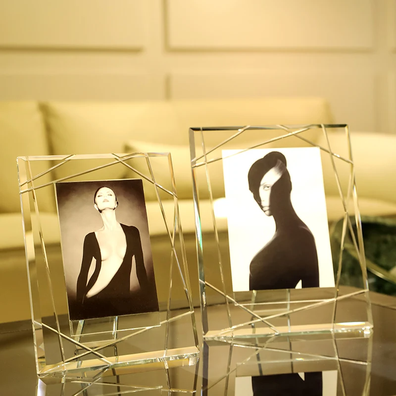6 inch 7 inch fashion light luxury crystal picture frame table photo model room desk photo frame development custom photo
