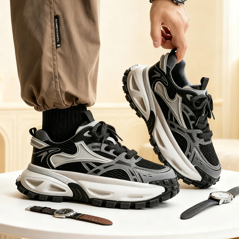 Chunky Sneakers Summer New Heighten Breathable Lightweight Casual Men's Outdoor Running Shoes Fashion Student Speed Sports Shoes