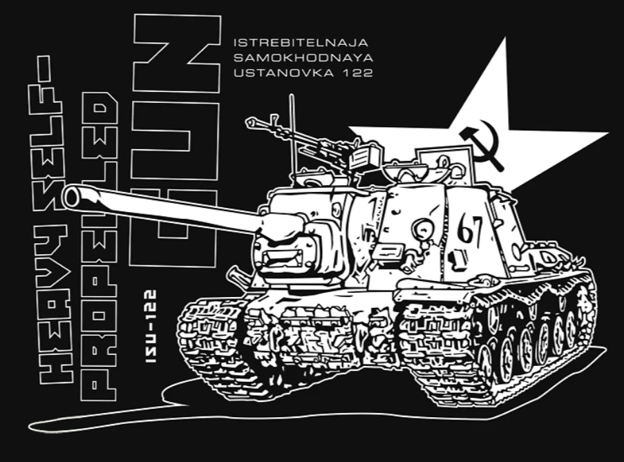 WWII Soviet Assault Gun ISU-122 Tank Destroyer T-Shirt 100% Cotton O-Neck Summer Short Sleeve Casual Mens T-shirt Size S-3XL