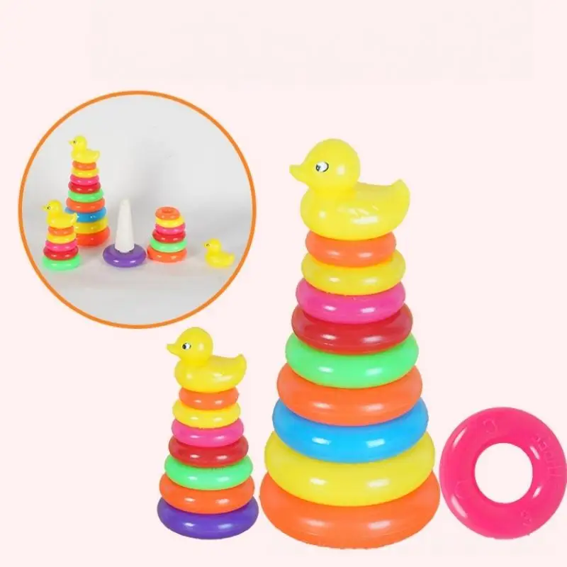 1 Set Animals Rainbow Stacked Ring Tower Stacking Toys Children's Montessori Toy Infant Development Early Education Toys