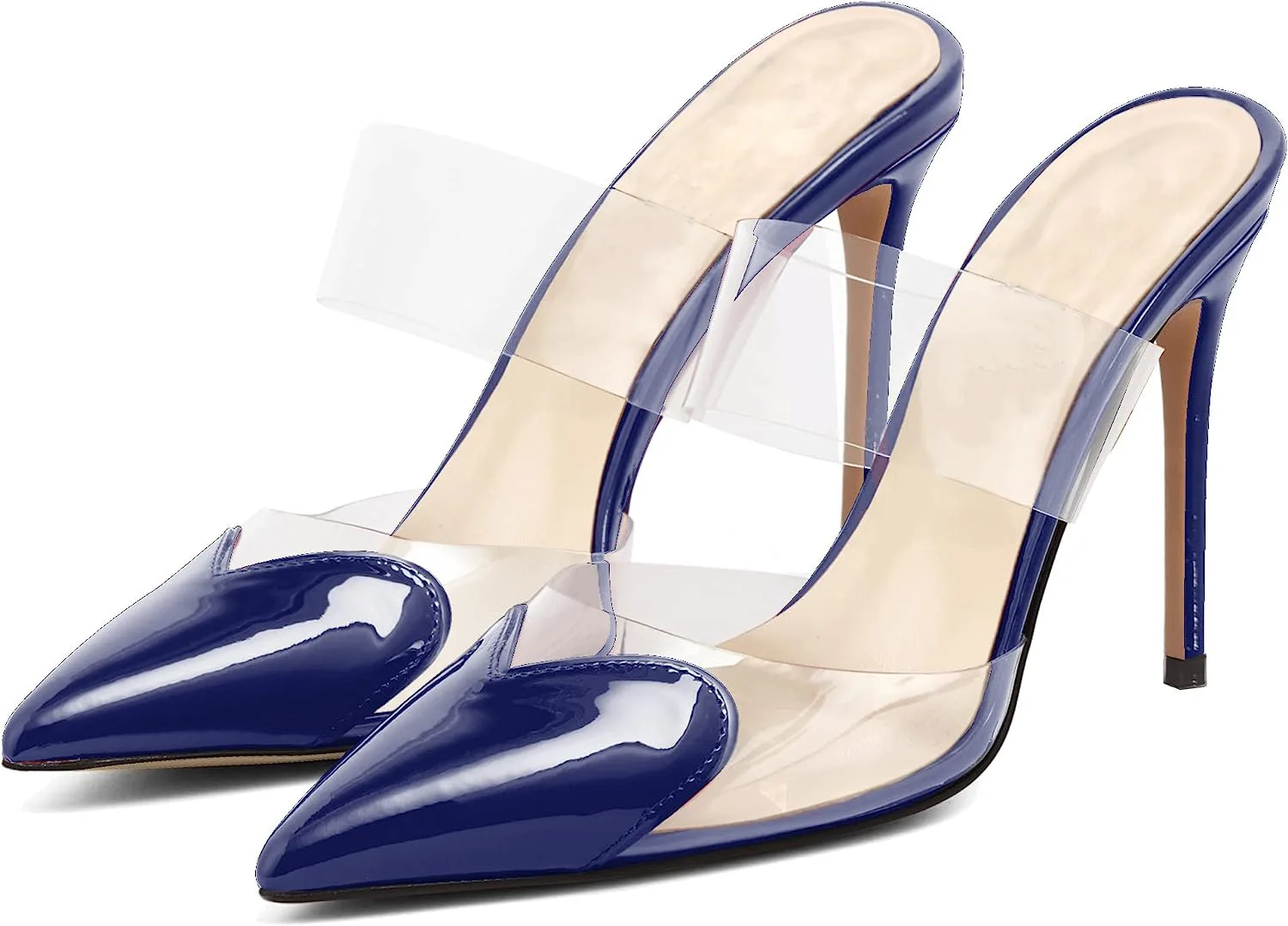 New 12cm Love Type Transparent Baotou Cold Slippers for Women with Thin Heels and Pointed High Heels, Women's Style Single Shoes
