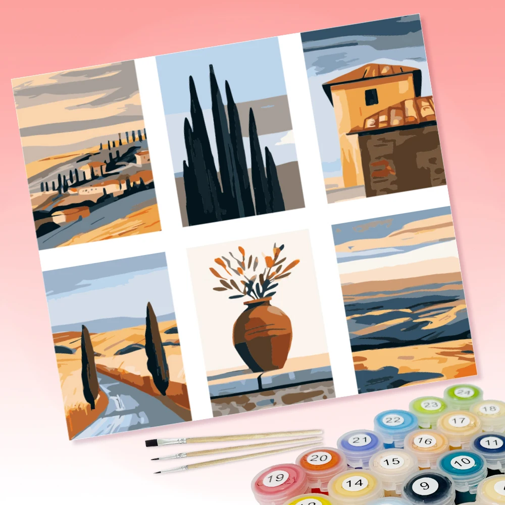 Painting By Numbers Desert houses and for 15x20cm Mini kit Acrylic Paint Canvas Dropshipping Portrait Family Children Photo Gift