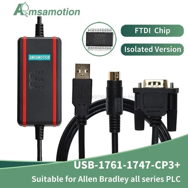 

Кабель для программирования FTDI подходит для ПЛК AB Micro Logix серии 1000/1200/1400/1500 USB-1761-1747-CP3+ изолированный