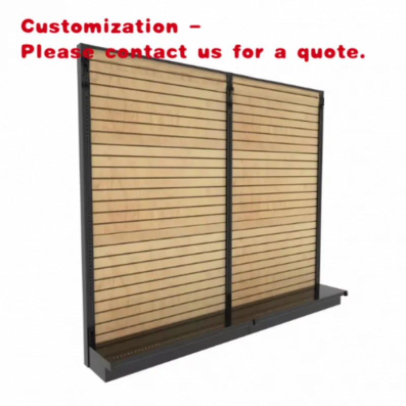 custom.KEWAY Custom MDF Slat Wall Display Rack With Wooden Shelf Shop Store
